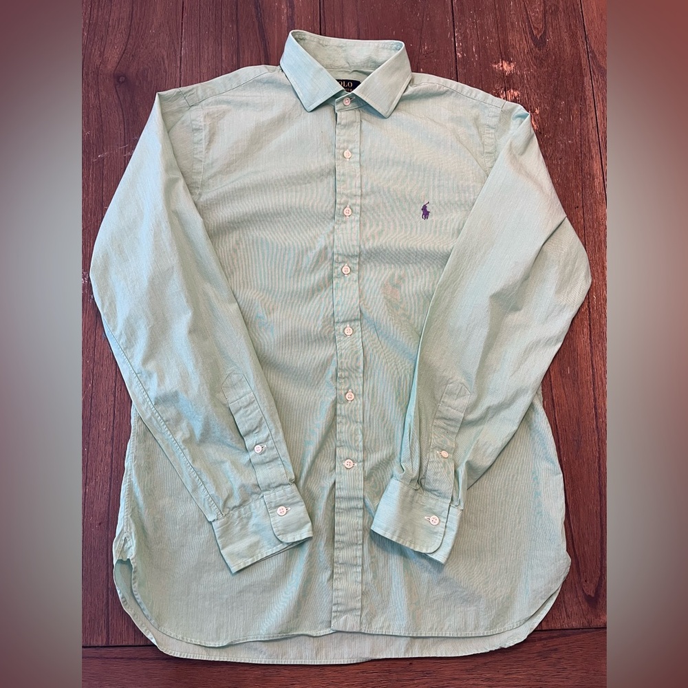 Polo Ralph Lauren Green Button Down Long Sleeve Shirt Mens size 16 40/41